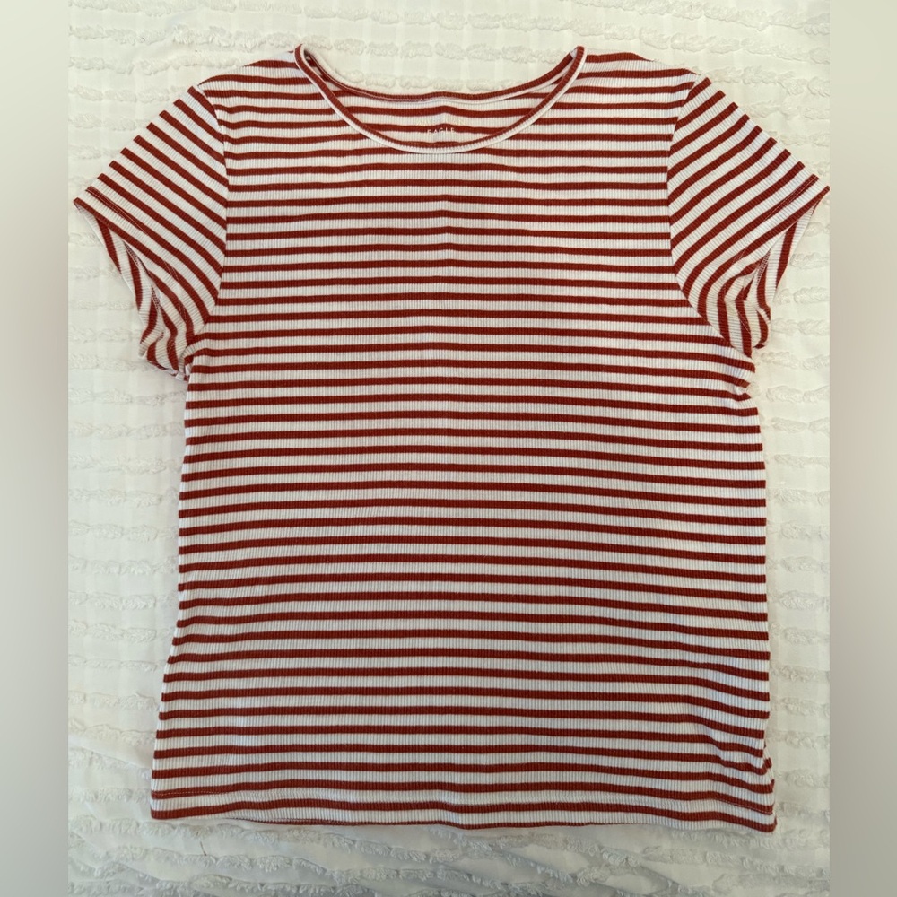 American Eagle Hey Baby Tee Short Sleeved Red Stripe